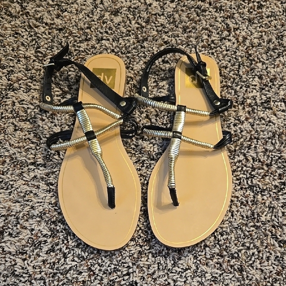 Stylish Black and Silver Women's Sandals - Picture 1 of 2